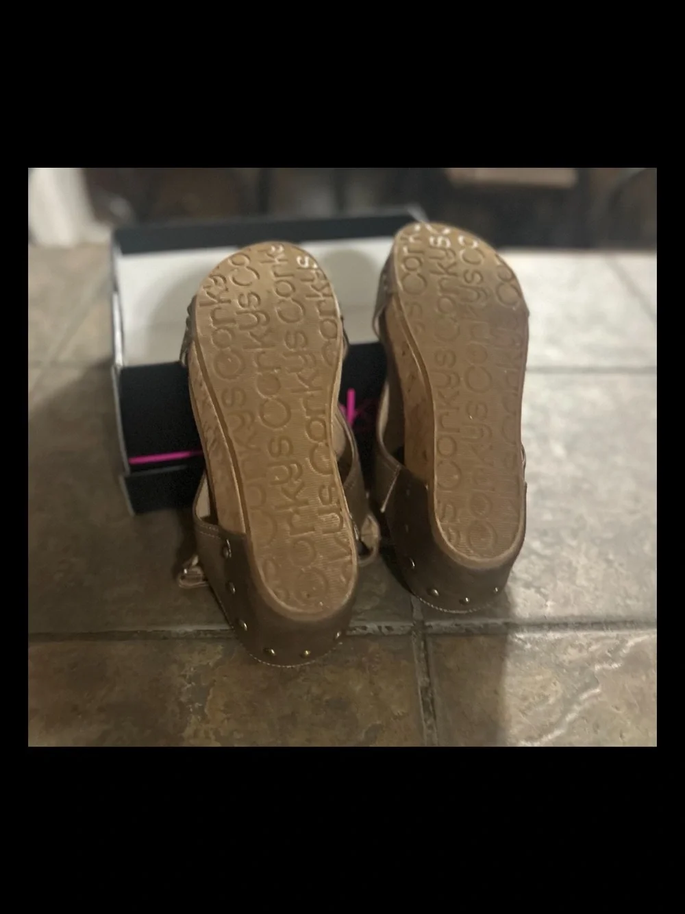 Corkys Carley Chestnut Open-Toe Cork Wedge Sandals